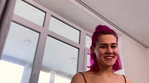 pov blowjob leads to missionary cowgirl doggystyle. cum lands on skirt in amateur session.