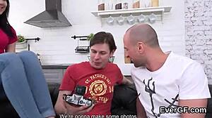 Poor boyfriend lets buddy screw cute ex-girlfriend for quick cash