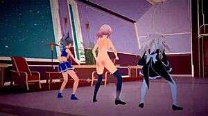 Wow, check out Clara, March 7th, and Silverwolf in wild hentai action!