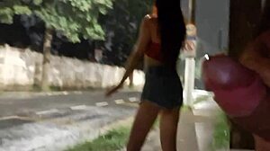 Risky Handjob On Street For Hot Redhead At Bus Stop