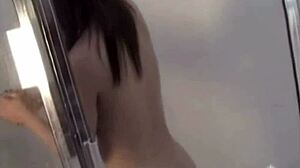 Japanese Babe Natural Tits Fingering Her Pussy In Shower