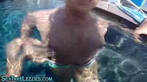 I saw the brunnette eat the babe's pusssy outside.