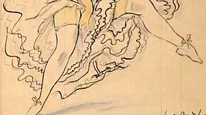 Vintage erotic illustration from retro cartoon anime hentai collection