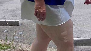 did the bbw exhibitionist get caught finger fucking in public without panties?