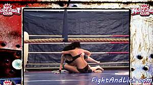 European Babes Wrestling In A Boxing Ring