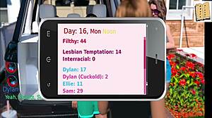 Blonde teen wife seduces her stepmother in cartoon.