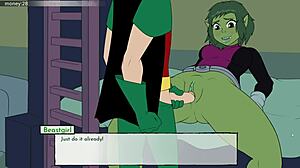 18titans part 11 features raven's boobjob in hentai style