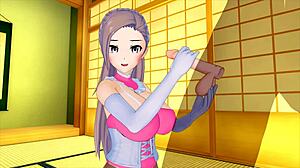 Cute girl in sexy maid costume rides big cock in 3d hentai fantasy