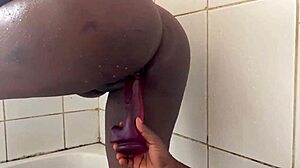 beautiful ebony lesbians worship each other's asses and lick pussies in the bathroom and backstage