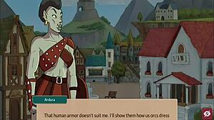 queens brothel adventure with busty orc character