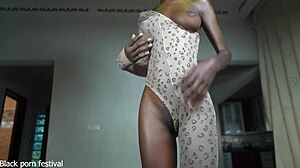 Her skinny ebony body and tits are perfect and goofy