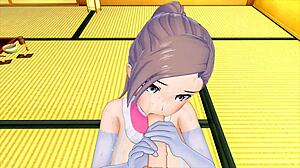 귀여운 여자가 섹시 메이드 코스튬으로 큰 자지 타기 3D 헨타이 판타지