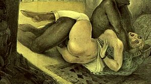 Vintage erotic illustrations blending retro cartoon and anime hentai styles