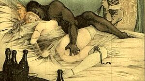 Vintage erotic illustrations blending retro cartoon and anime hentai styles