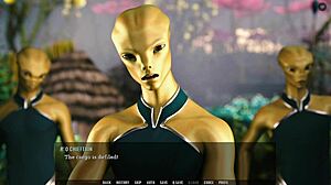 3D cartoon of an alien getting ready for sex