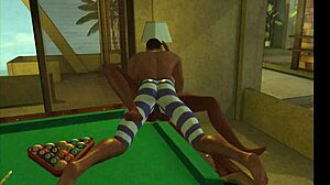 I Am Playing On The Pool Table With Cartoon Characters