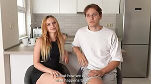 Young couple has quickie missionary sex after web chat, deepthroating for pleasure