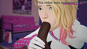 Gwen Stacy and the young BBC in an uncensored anime parody
