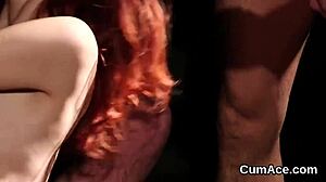 Spicy sex kitten gets sperm load on her face eating all the sperm