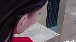 cock insertion into pussy in mens toilet in fashionbusiness game