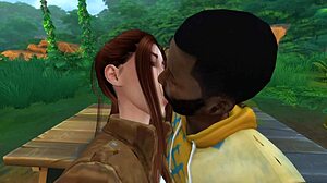 in the jungle, a big black cock surprises lara croft in sims 4