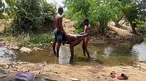 Enjoying outdoor activities with a thick body in the river.