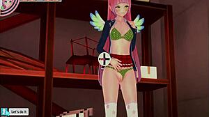 3D animated porn with a pink-haired girl's first-time experience