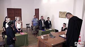 Court day wraps up with a wild double penetration orgy featuring Aisha and Helena Valentine! 😏