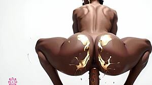 Big ass ebony queen rides monster cock to creampie in POV