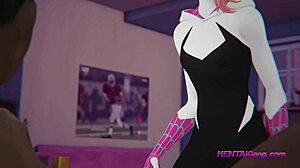 Gwen Stacy and the young BBC in an uncensored anime parody