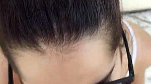 debora performs a deep throat blowjob outdoors