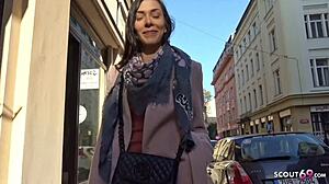 German Scout Seduces Skinny Long-Legged Teen Ashley for Raw Street Action