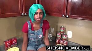 Step Brother Seduces Cute MsNovember for Kitchen Sex