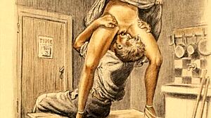 Vintage erotic cartoon illustration from antique anime collection