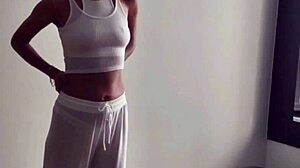 French Slim Girl Fucks Fat Mexican Man, Gives Amazing Blowjob, Cum On Tits.