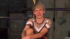 blindfolded sky heet gets waxed then sucks big cock in dungeon