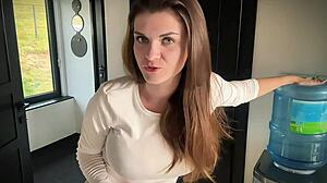 Ever caught your huge stepmother's boner at work? Stepson stumbles on office domination scene.