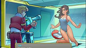 lets play space rescue, fucking curvy mature cartoon babe with big tits in holo-pictures