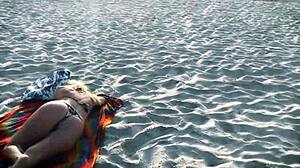 Stranger Brutally Takes Milf's Ass Right on Public Beach Sand