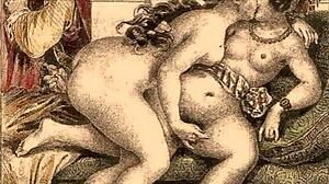 vintage erotic illustration from retro cartoon anime hentai