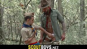 little twink’s ass stretched bareback by scoutmaster in woods!