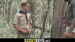 little twink’s ass stretched bareback by scoutmaster in woods!