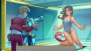 lets play space rescue, fucking curvy mature cartoon babe with big tits in holo-pictures