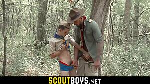 Young gay scouts get their tight asses stretched outdoors