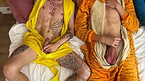 guys at pajama party decide to have fun