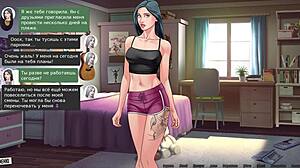 in this hentai gameplay, the girl with big nipples squirts from vibrator and big black cock fucking