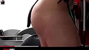 athletic girl in lingerie with tattoos and natural tits