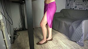 Wanna See Sexy Legs Teased in Tight Slit Skirt?