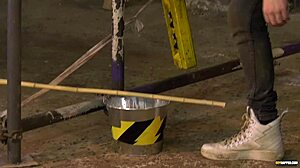 blindfolded sky heet gets waxed then sucks big cock in dungeon