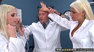 Two Nurses in Uniform Suck and Ride Doctor's Cock at Brazzers